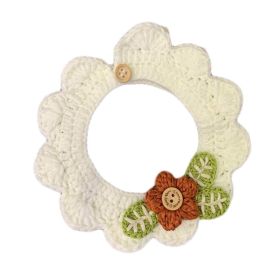 White Flower Pet Knitted Collar Handmade Crochet Cat Dog Necktie Collar Cute Scarf Necklace Bandana Bib