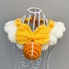 Yellow Handmade Knitted Cat Dog Collar Pet Crochet Silent Bell Scarf Bib Photography Prop Knotbow Necklace