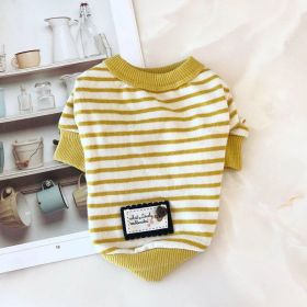 Pet Clothes Autumn New Striped Fashion Bottoming Shirt Dog Clothes (Option: Dark Yellow-M)