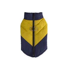 Cross-border Hot Sale Pet Clothing Thickened Warm Dog Cotton Vest Autumn And Winter Pet Dog Clothes In Stock Wholesale (Option: Dark Blue And Yellow-M)