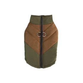 Cross-border Hot Sale Pet Clothing Thickened Warm Dog Cotton Vest Autumn And Winter Pet Dog Clothes In Stock Wholesale (Option: Army Green Coffee-M)