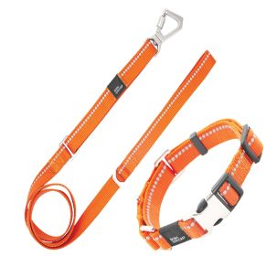 Pet Life 'Advent' Outdoor Series 3M Reflective 2-in-1 Durable Martingale Training Dog Leash and Collar (Color: orange)