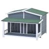 47.2 ' Large Wooden Dog House Outdoor;  Outdoor & Indoor Dog Crate;  Cabin Style;  With Porch;  2 Doors