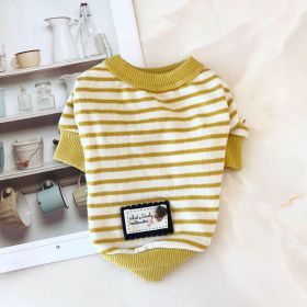 Pet Clothes Autumn New Striped Fashion Bottoming Shirt Dog Clothes (Option: Dark Yellow-L)