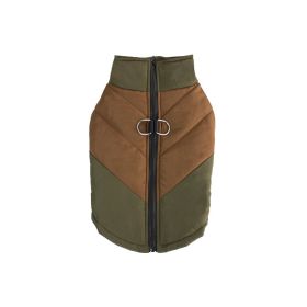 Cross-border Hot Sale Pet Clothing Thickened Warm Dog Cotton Vest Autumn And Winter Pet Dog Clothes In Stock Wholesale (Option: Army Green Coffee-L)