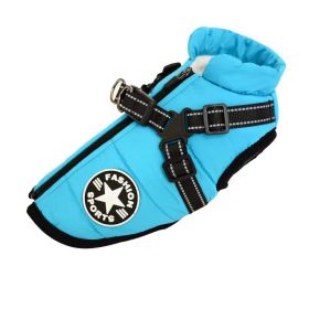 Pet Clothes Waterproof And Warm (Option: Blue Green Chest Back Vest-M)